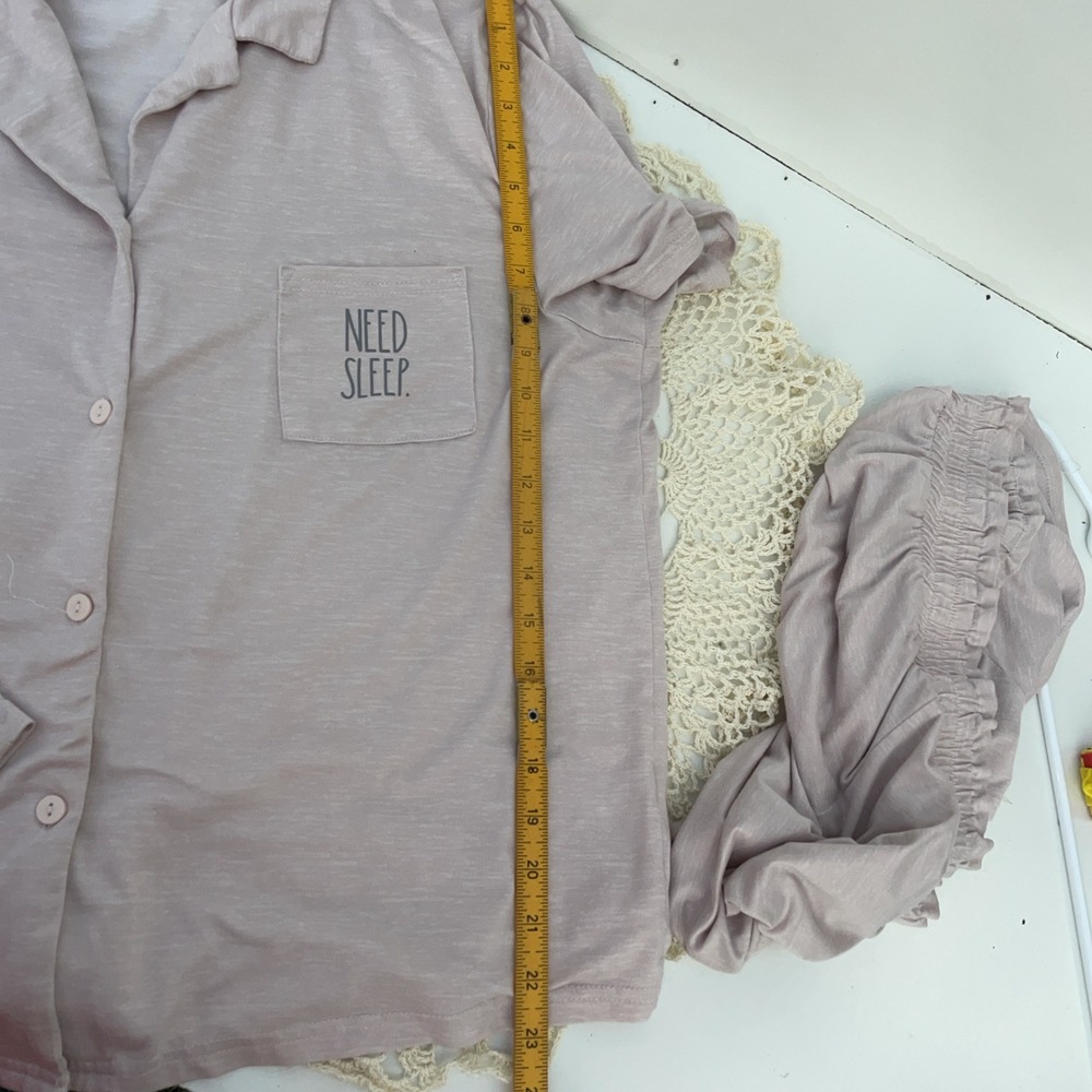 Rae Dunn Pajama Set Sz XL HEATHER PINK Short Sleeve Top Shorts Sleep Lounge - Picture 8 of 9